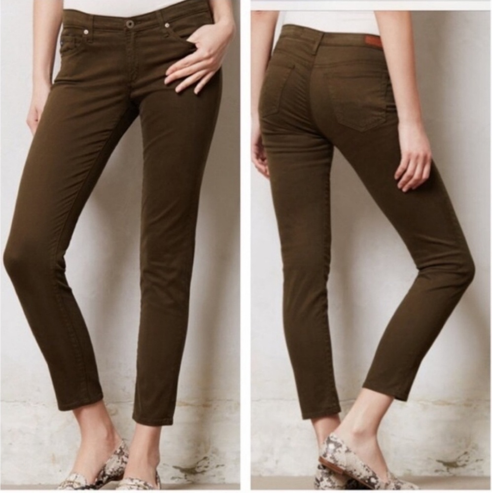 AG Stevie Ankle Slim Straight Jeans Olive Green
